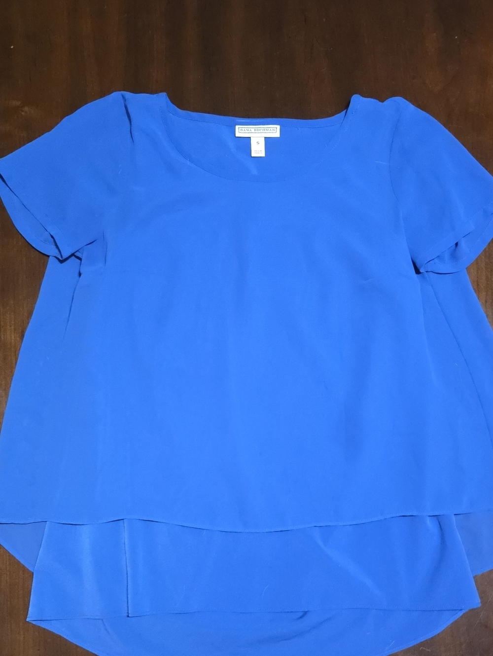 Dana Buchman Bright Blue Layered Short Sleeve Blouse